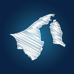 Map of Brunei, Drawing map on blackboard of Brunei. drawn on chalkboard with scribbled map of Brunei can be use for education. vector illustration.