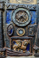 Tbilisi, Georgia The famous leaning clock tower built by renowned puppeteer Rezo Gabriadze, with the smallest clock embedded in its side.