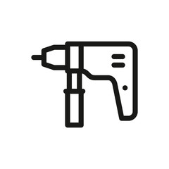 Electric drill, power drill isolated vector icon. Power tools outline icons.