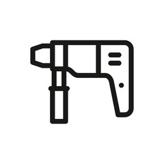 Hammer drill driver, electric perforator isolated vector icon. Power tools outline icons.