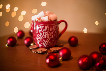 marshmallows Christmas cup with lights