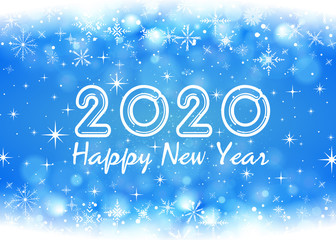 2020 New Year’s card abstract background with snowflakes, vector illustration.