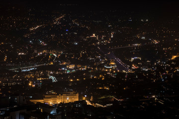 Tbilisi, Georgia A scenic view at night of the city