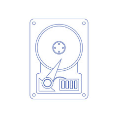 Flat hard drive disk icon for web. Concept of line icon