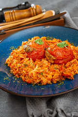 Stuffed tomatoes and rice with tomato