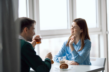 business people talking in cafe