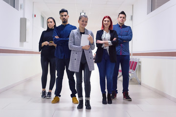 Lifestyle, education and people concept, Group of Young university students standing and looking at camera.