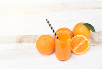 Orange Juice wood white background