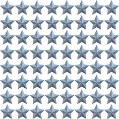 geometric seamless pattern. 2d five-pointed steel silver gray stars isolated on white. vintage style stock vector illustration, pastel color retro illustration for wallpaper, fabrics, wrapping