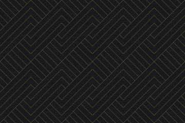 Seamless pattern. Dark and gold texture. Repeating geometric background. Striped grid. Linear graphic design