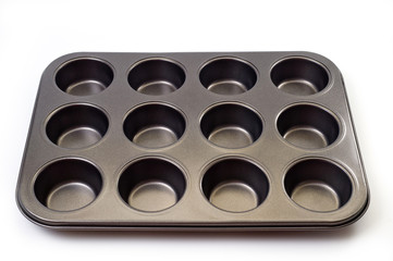 Muffin baking dish with a special non-stick coating, shot on a white background