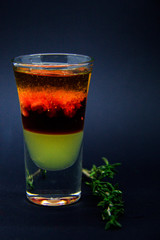 Combining alcoholic beverages in one drink. Alcohol shots.