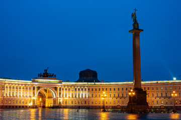 Fototapeta premium St. Petersburg, Palace Square, night view, lights, reflections, Russia