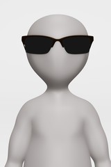 3D Render of Cartoon Character with Glasses