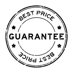 Grunge black best price guarantee word round rubber seal stamp on white background