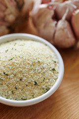 Garlic, dried parsley and salt 