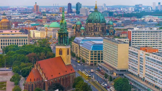 Berlin cityscape panorama view of city centre from above, berlin skyline.