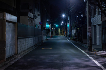 Fototapeta na wymiar 【東京都台東区】夜の街の道路