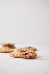 Chocolate chip cookies, Sweet biscuits, Concept for a tasty snack.