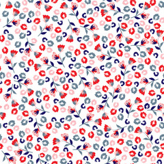 Materiał do szycia Beautiful Flowery colorful pattern in small-scale flowers. Liberty style .Floral seamless background design for fashion , fabric,wallpaper,web and all prints on white