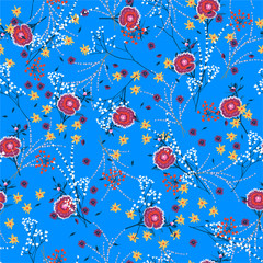 Colorful and fresh of liberty small booming floral and meadow flowers seamless pattern in vector,Dessign for fashion,fabric,wallpaper,wrapping and all prints