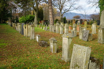 Blick auf den j&uuml;dischen Teil des Friedhofs von Edenkoben in der Pfalz