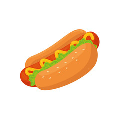 delicious hot dog fast food isolated icon vector illustration design