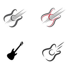 Fototapeta premium Set Guitar Wave Logo Template vector symbol