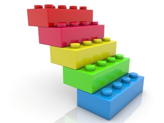 Five toy bricks in the form of steps