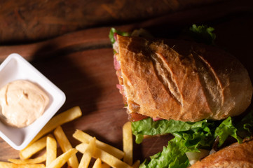 Top view of top sandwich pork