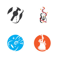 Set Guitar  Wave Logo Template vector symbol