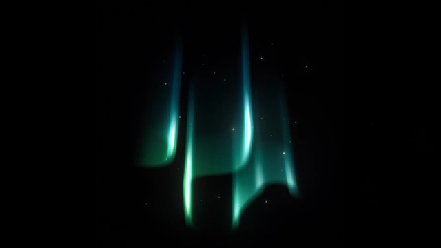 Animation Arctic Aurora light effects on black background.