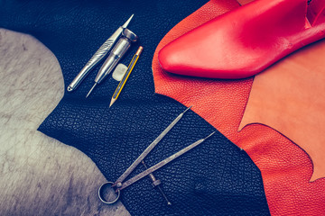 Shoes maker tools on the table