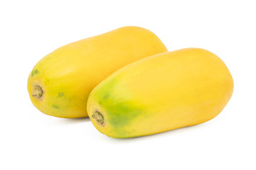 Whole ripe papaya isolated on white background