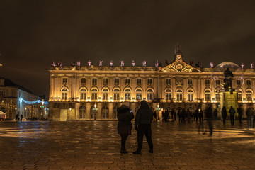 Obraz premium Christmas decorations in a french city, Nancy, France