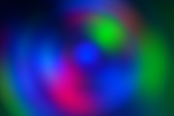 Green, pink, blue, blurry christmas and holiday lights. Multicolored, bright blurred gradient radial motion background. Mixed circular texture