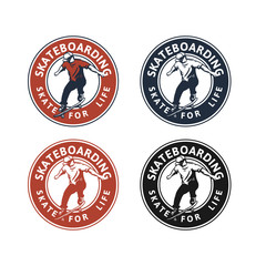 skateboarding skate for life design logo badge t shirt skateboarder