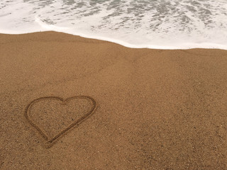 Herz im Sand am Strand