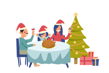 Happy family having dinner on Christmas