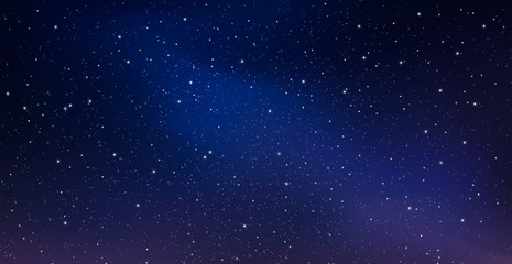 Fototapeta na wymiar Night starry sky, blue shining space. Abstract background with stars, cosmos. Vector illustration for banner, brochure, web design