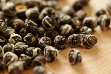 Asian tea leaves in ball shape 