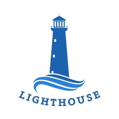 lighthouse building logo, icon and template