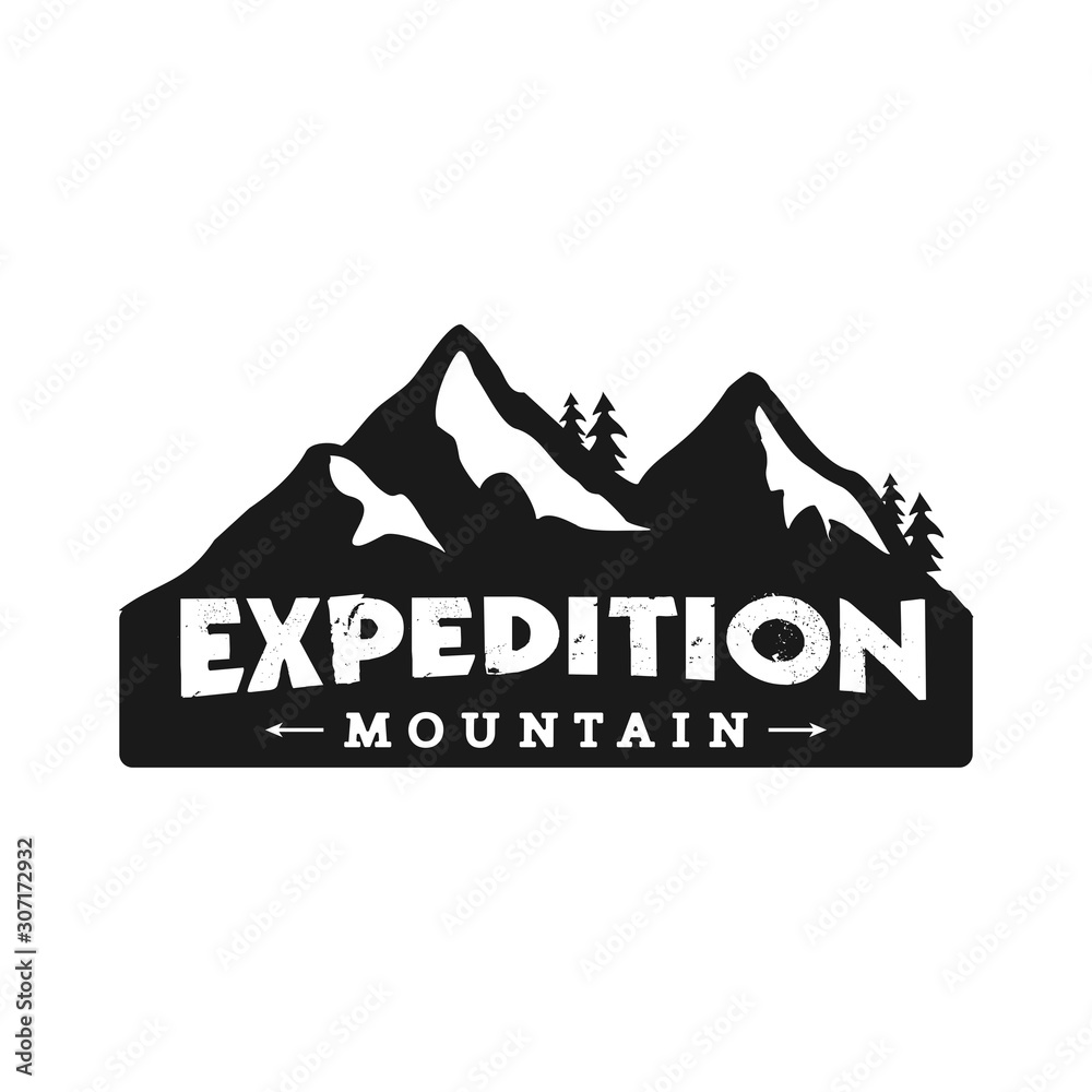 Poster vintage mountain logo, icon and template