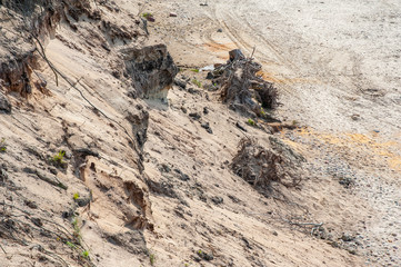 Closeup of cliff slope. The shoreline of Baltic sea in Poland