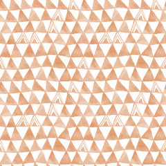 Peach Triangles Watercolor Seamless Pattern. Raster background.