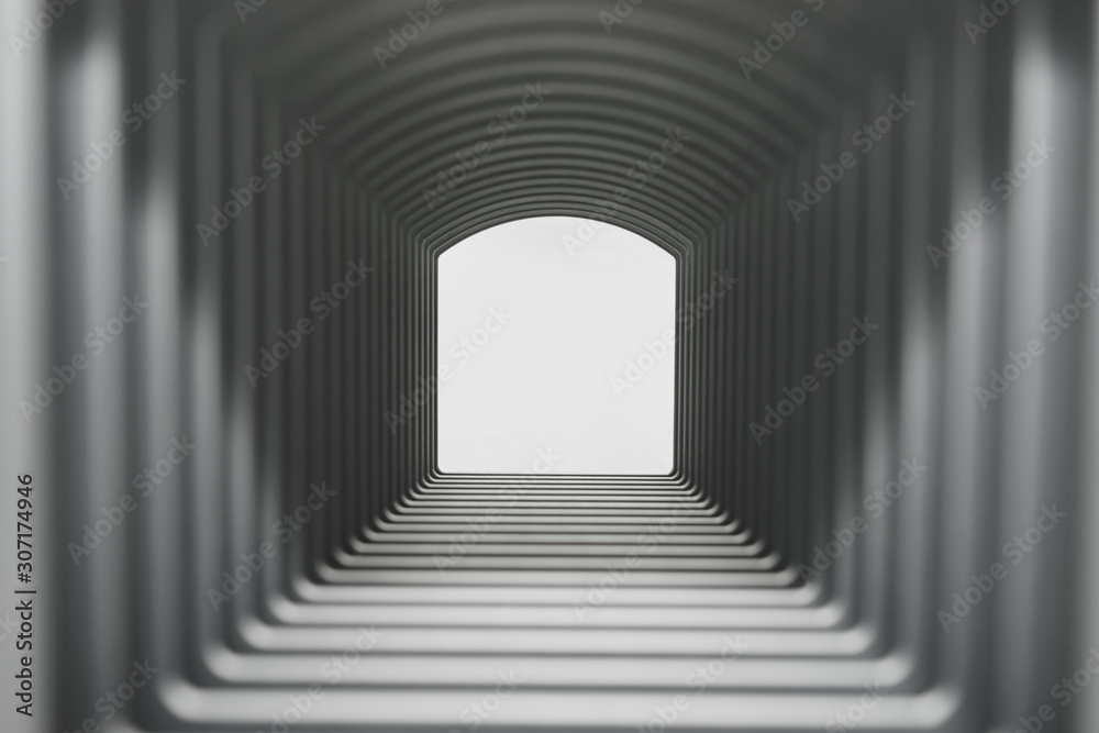 Aufkleber beautiful abstract gray tunnel with color light on a white shine in the end background.