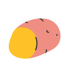 Cut potato, simple vegetable ingredient drawing, vector isolated modern illustration, icon or logo for farming market or menu, colorful cartoon doodle.