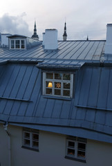 Fototapeta na wymiar Tallinn roofs in winter evening