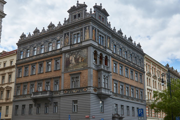 Fototapeta na wymiar View of Prague street.