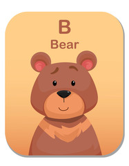 Letter B with Animal Character Vector Illustration